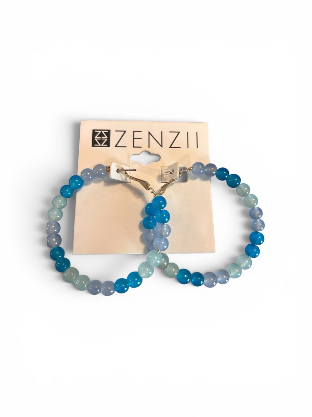 Zenzii Blue Gradient Beaded Hoop Earrings